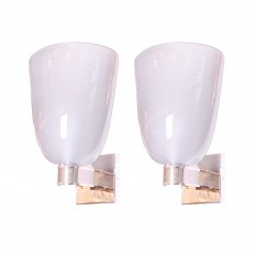 Pair of single arm grey Murano glass sconces